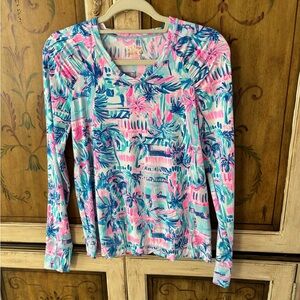 Lilly Pulitzer Pink and Blue Long Sleeve Top
